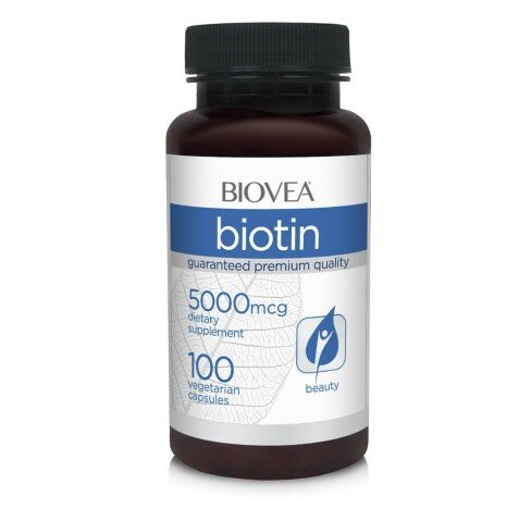 Biotina 5000 mcg, 100 capsule, Vitamina B7,